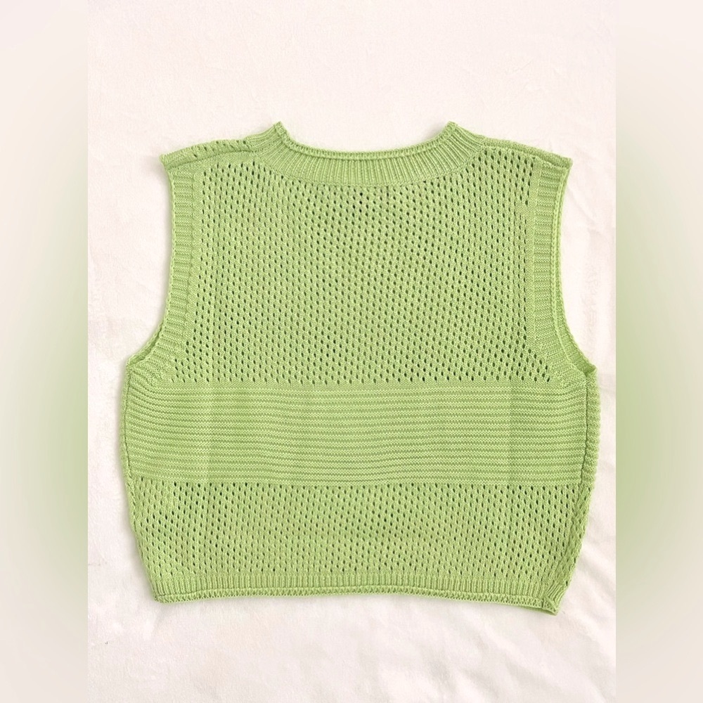 Crochet Knit Light Green Cropped Tank - Picture 4 of 6